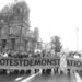 Demonstration procession passing the Berliner Dom and TV tower, banner reads "PROTESTDEMONSTRATION", 4 November 1989
