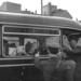East German border guards check permits of bus travellers, 1961
