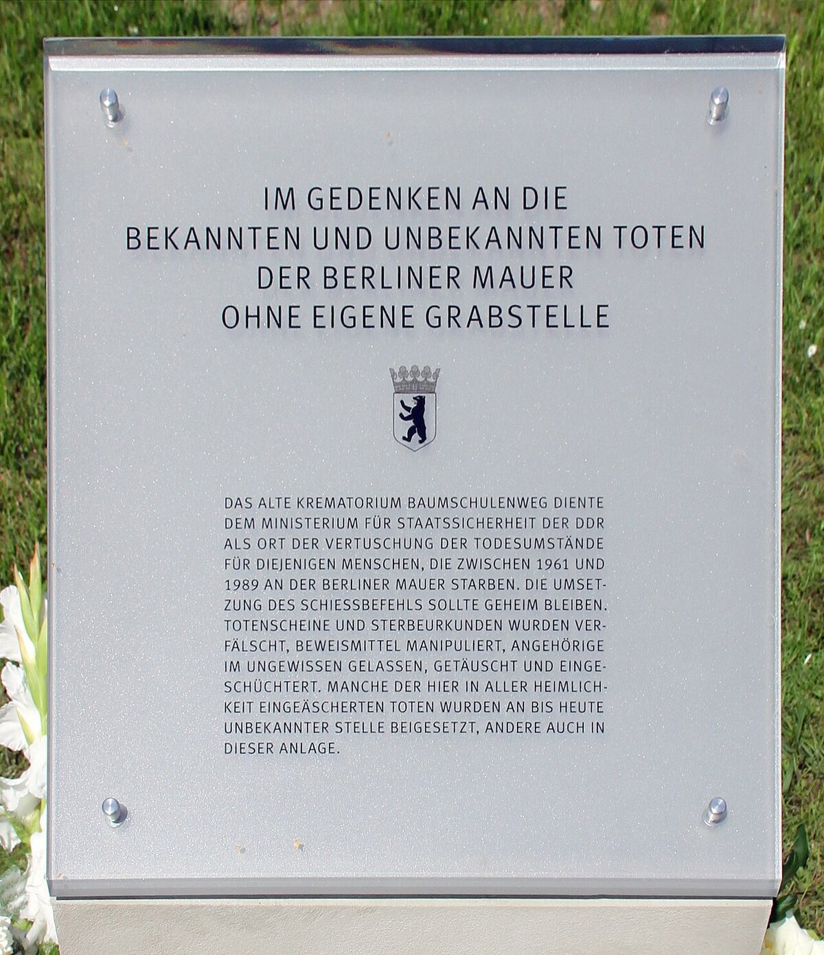 Gedenktafel für die Opfer der Berliner Mauer in der Kiefholzstraße