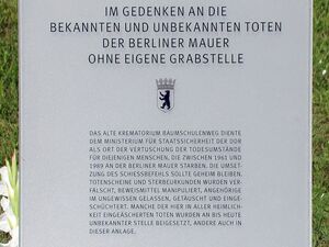Gedenktafel für die Opfer der Berliner Mauer auf der Kiefholzstraße