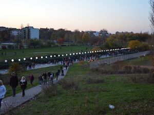 Lichtgrenze im Mauerpark zum 25. Jahrestag des Mauerfalls, 2014