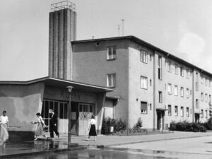 Küchengebäude im Notaufnahmelager Marienfelde, West-Berlin