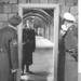 Pedestrian border crossing. Western police meet Eastern border guard 1963