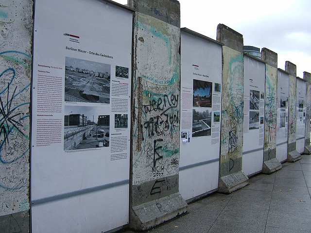 Remaining Berlin Wall segments displayed at Potsdamer Platz, Berlin