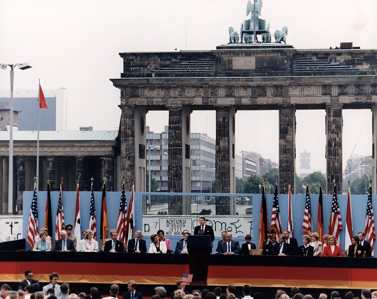 President Reagan speaking at the Berlin Wall, Brandenburg Gate, 12 June 1987