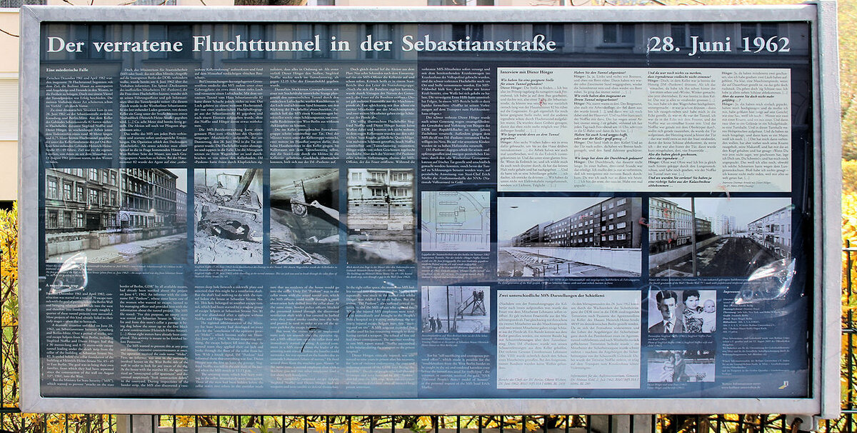 Information board about the escape tunnel at Sebastianstraße 82