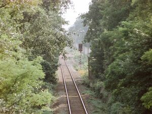 Eisenbahnverbindung von Steinstücken zum übrigen West-Berlin, 1987