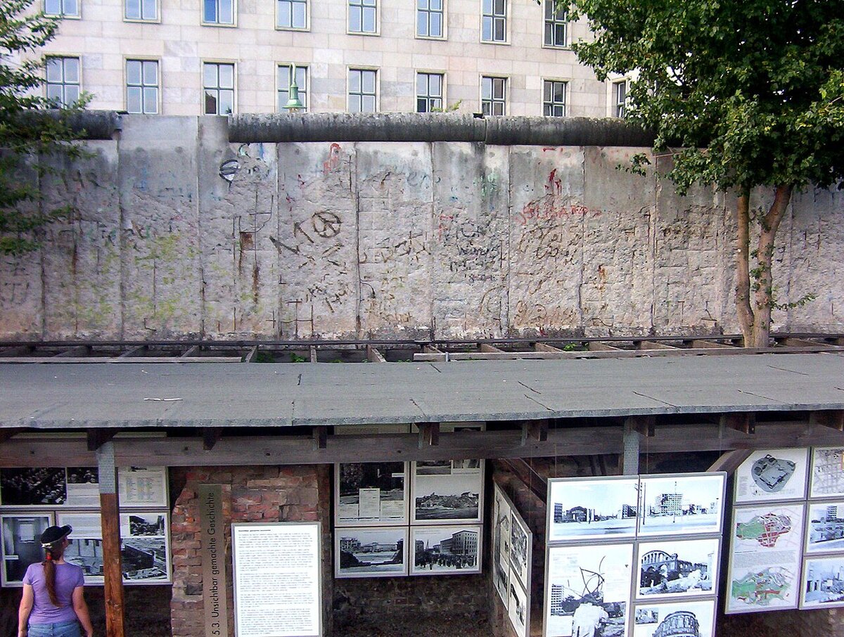 Originaler Abschnitt der Berliner Mauer an der Topographie des Terrors