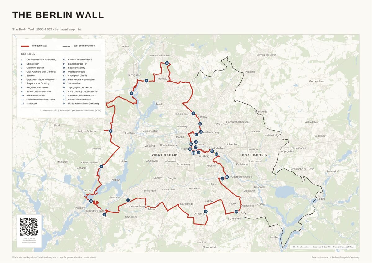 Free Berlin Wall Map PDF - the Full 1961-1989 Route