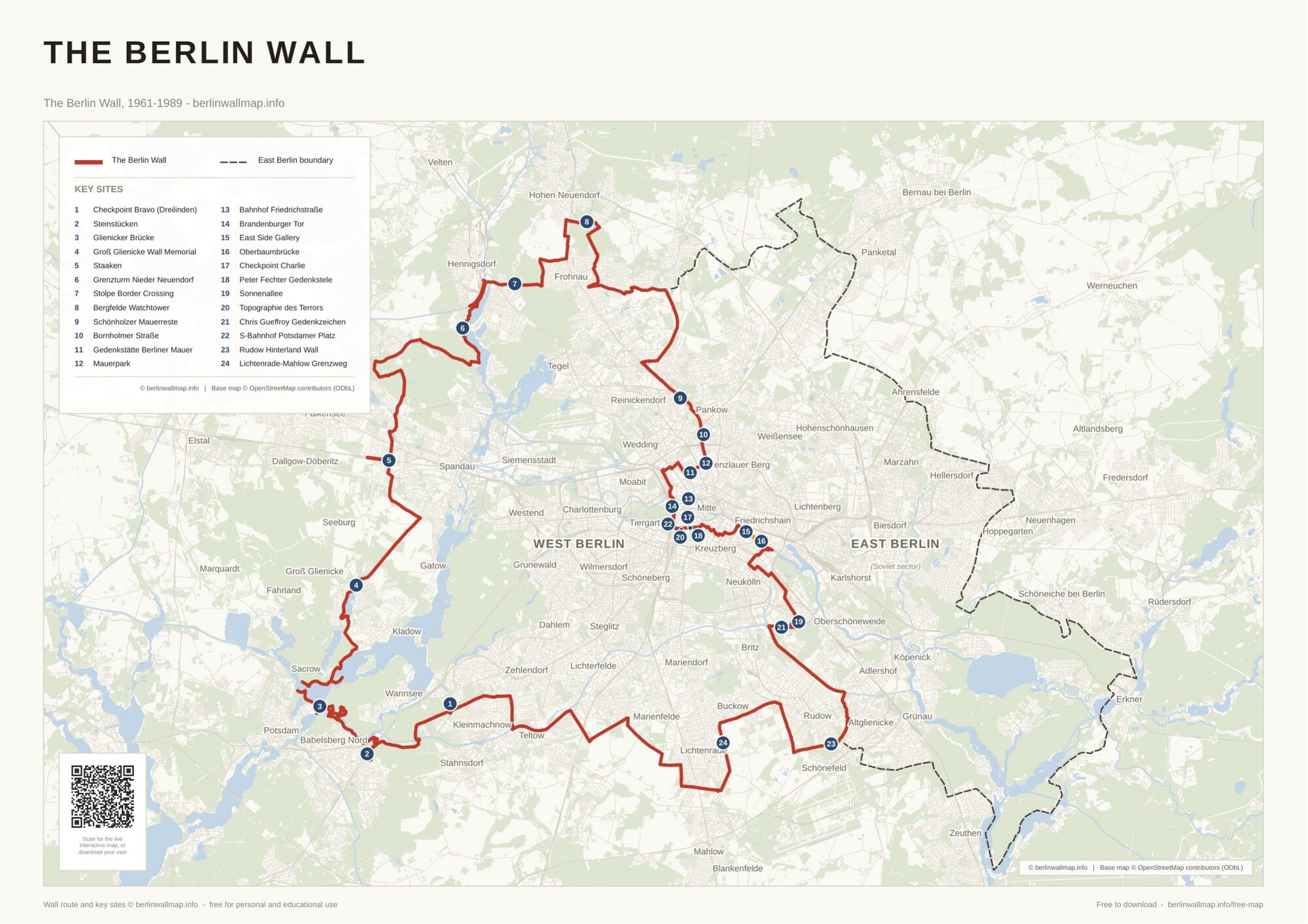 Free Berlin Wall Map PDF - the Full 1961-1989 Route