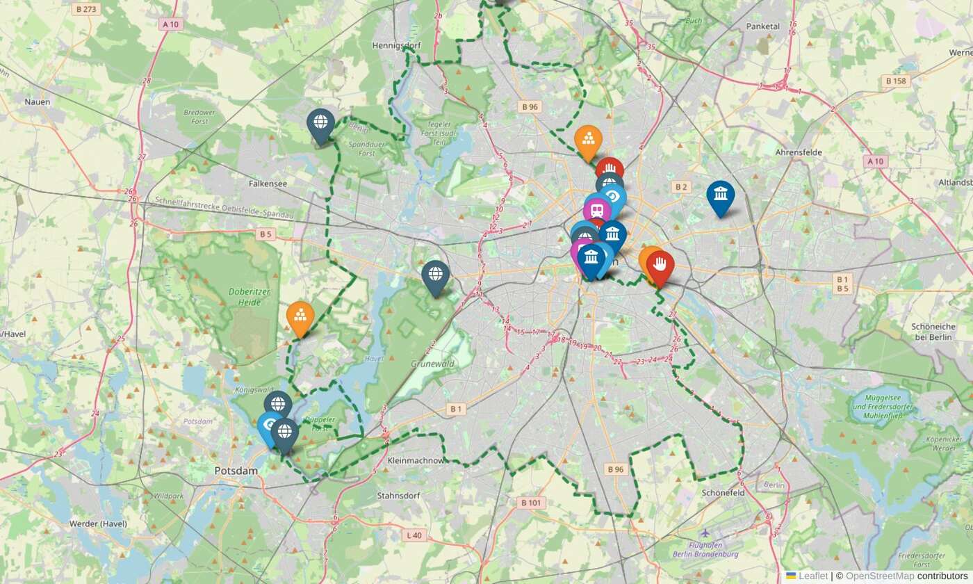 Die komplette Berliner-Mauerweg-Radroute um das ehemalige West-Berlin