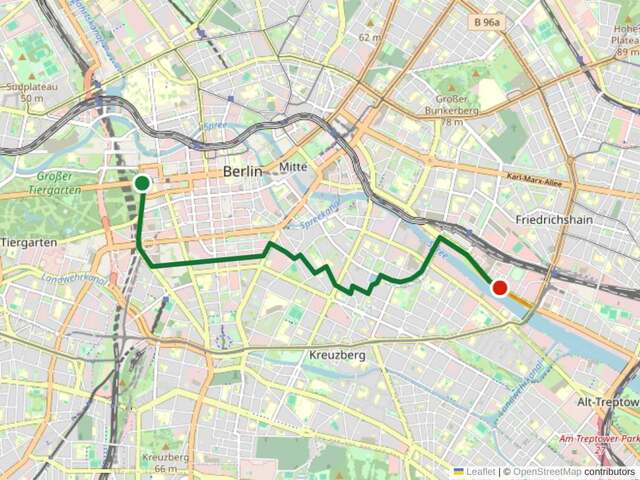 Etappe 1: Brandenburger Tor bis East Side Gallery (7 km). Das denkmalreiche Herz der Route, vorbei am Potsdamer Platz,
