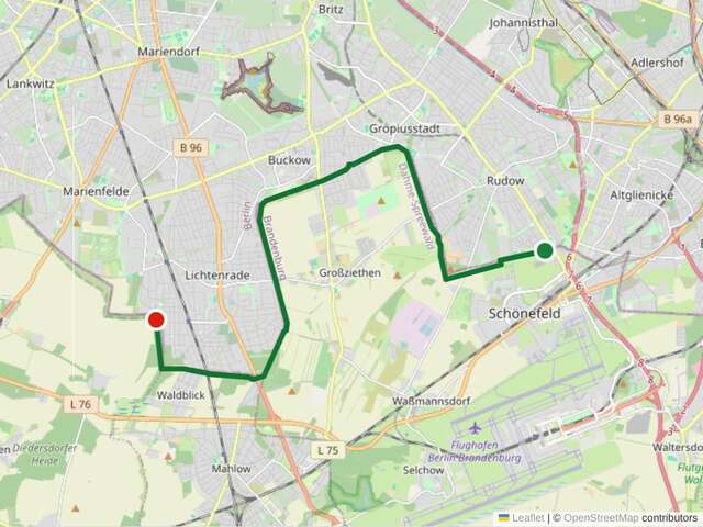 Etappe 4: Schönefeld bis Lichtenrade (16 km). Der südliche Außenring durch Brandenburger Felder und Dörfer, vorbei an