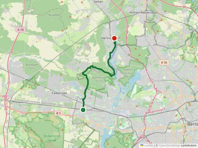 Etappe 9: Staaken bis Hennigsdorf (20 km). Der lange westliche Bogen durch Falkensee und Schönwalde in Brandenburg,